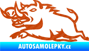 Samolepka Divoké prase 004 levá 3D karbon oranžový