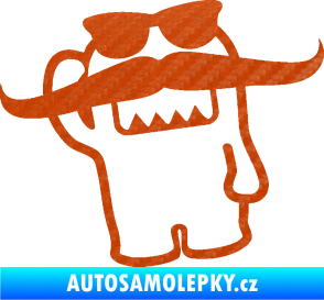 Samolepka Domo 016 levá s knírem 3D karbon oranžový