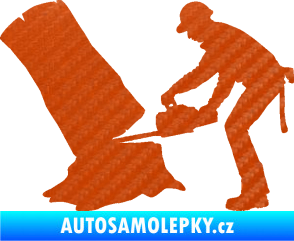 Samolepka Dřevorubec 003 levá 3D karbon oranžový