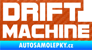 Samolepka Drift Machine nápis 3D karbon oranžový