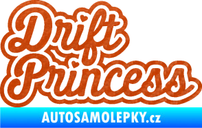 Samolepka Drift princess nápis 3D karbon oranžový
