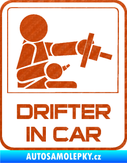 Samolepka Drifter in car 002 3D karbon oranžový