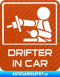 Samolepka Drifter in car 003 3D karbon oranžový