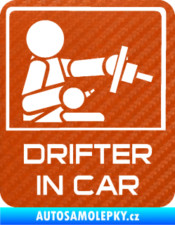 Samolepka Drifter in car 004 3D karbon oranžový
