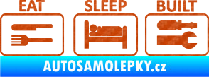 Samolepka Eat sleep built not bought 3D karbon oranžový