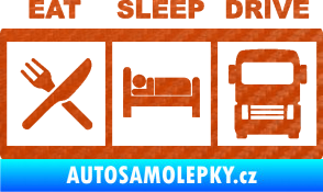 Samolepka Eat, sleep, drive 003 s nápisem 3D karbon oranžový