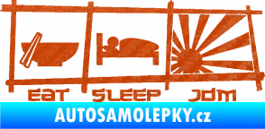 Samolepka Eat sleep JDM 3D karbon oranžový