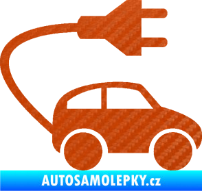 Samolepka Elektro auto 002 pravá symbol zásuvka 3D karbon oranžový