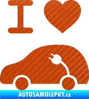 Samolepka Elektroauto 003 levá I love elektro 3D karbon oranžový