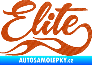 Samolepka Elite nápis 3D karbon oranžový