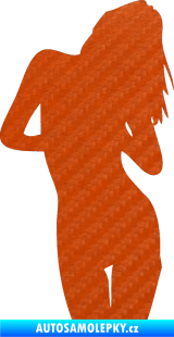 Samolepka Erotická žena 001 pravá 3D karbon oranžový