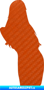 Samolepka Erotická žena 005 pravá 3D karbon oranžový