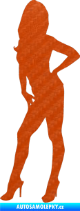 Samolepka Erotická žena 007 levá 3D karbon oranžový
