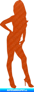 Samolepka Erotická žena 007 pravá 3D karbon oranžový