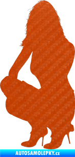 Samolepka Erotická žena 009 levá 3D karbon oranžový