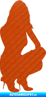 Samolepka Erotická žena 009 pravá 3D karbon oranžový