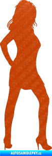 Samolepka Erotická žena 010 pravá 3D karbon oranžový