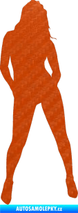 Samolepka Erotická žena 011 pravá 3D karbon oranžový