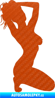 Samolepka Erotická žena 012 pravá 3D karbon oranžový