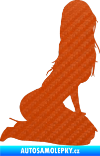 Samolepka Erotická žena 013 pravá 3D karbon oranžový