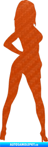 Samolepka Erotická žena 017 pravá 3D karbon oranžový