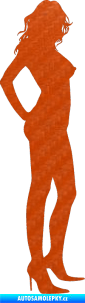 Samolepka Erotická žena 018 pravá 3D karbon oranžový