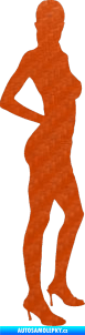 Samolepka Erotická žena 019 pravá 3D karbon oranžový