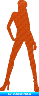 Samolepka Erotická žena 022 pravá 3D karbon oranžový