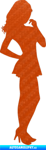 Samolepka Erotická žena 025 pravá 3D karbon oranžový