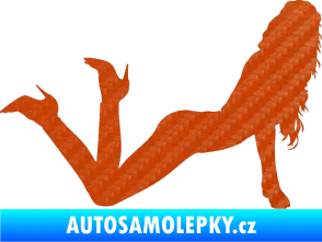 Samolepka Erotická žena 030 pravá 3D karbon oranžový