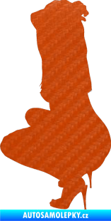 Samolepka Erotická žena 031 levá 3D karbon oranžový