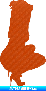 Samolepka Erotická žena 031 pravá 3D karbon oranžový