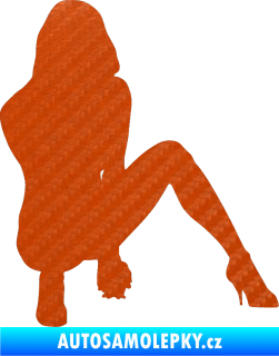 Samolepka Erotická žena 037 pravá 3D karbon oranžový