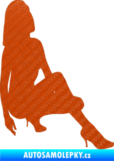 Samolepka Erotická žena 041 pravá 3D karbon oranžový