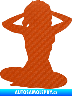 Samolepka Erotická žena 042 levá 3D karbon oranžový