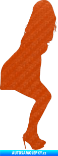 Samolepka Erotická žena 043 pravá 3D karbon oranžový