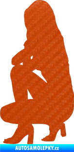 Samolepka Erotická žena 044 levá 3D karbon oranžový