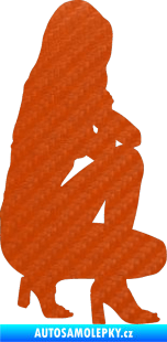 Samolepka Erotická žena 044 pravá 3D karbon oranžový