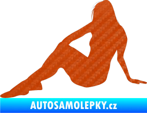 Samolepka Erotická žena 048 levá 3D karbon oranžový