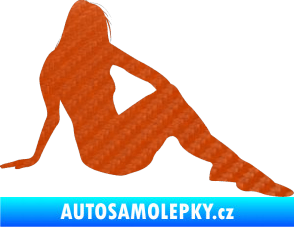 Samolepka Erotická žena 048 pravá 3D karbon oranžový