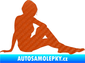 Samolepka Erotická žena 049 pravá 3D karbon oranžový