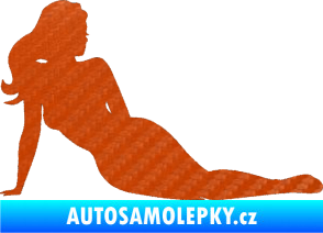 Samolepka Erotická žena 051 pravá 3D karbon oranžový
