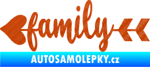 Samolepka Family 003 nápis se šípem 3D karbon oranžový