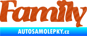 Samolepka Family 004 nápis se srdickem 3D karbon oranžový