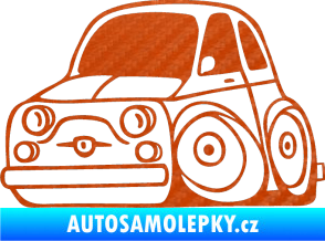 Samolepka Fiat 500 karikatura levá 3D karbon oranžový