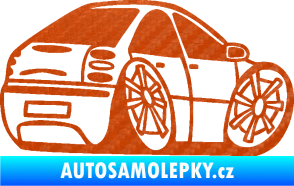 Samolepka Fiat Bravo karikatura pravá 3D karbon oranžový