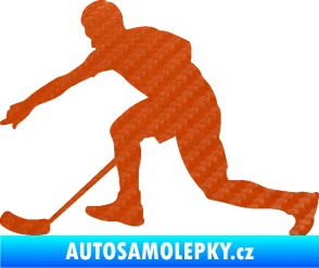 Samolepka Florbal 005 levá 3D karbon oranžový