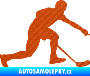 Samolepka Florbal 005 pravá 3D karbon oranžový