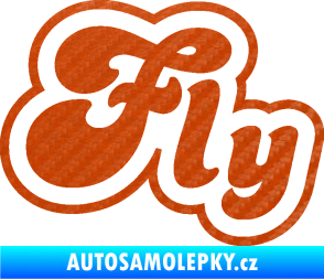 Samolepka Fly nápis  3D karbon oranžový