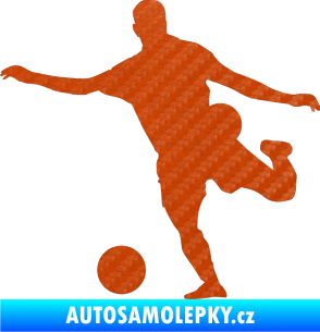 Samolepka Fotbalista 032 levá 3D karbon oranžový